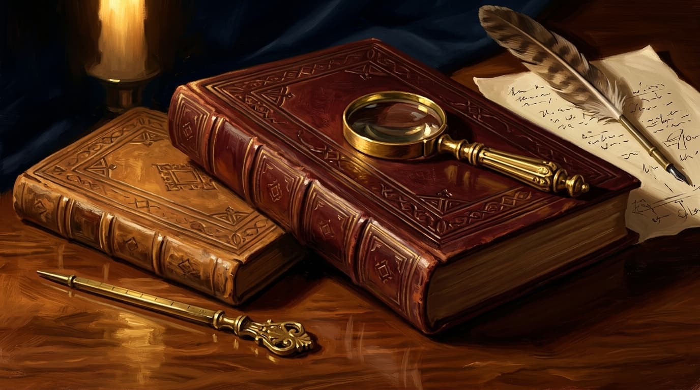 Painterly editorial illustration for "CLEP Analyzing and Interpreting Literature vs CLEP English Literature: close-reading skill or survey-of-the-canon recognition?"