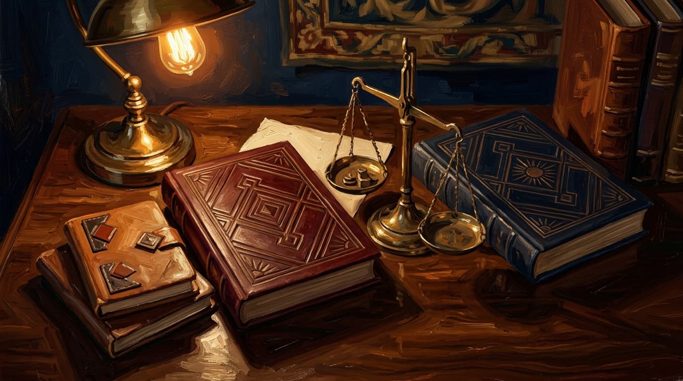 Painterly editorial illustration for "CLEP Principles of Management vs DSST Organizational Behavior: applied management or behavioral foundations?"