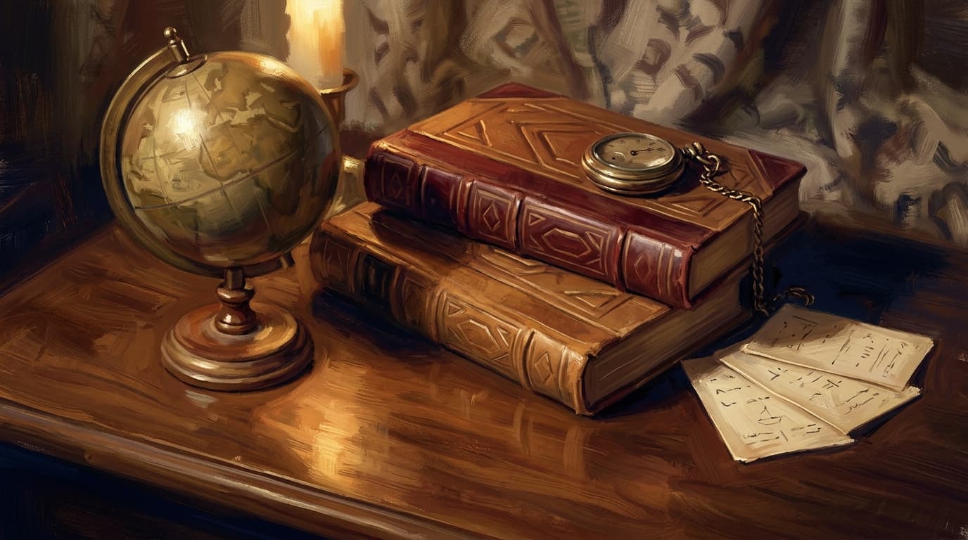 Painterly editorial illustration for "The history portion of CLEP Social Sciences and History: US, Western, and world history at survey level"
