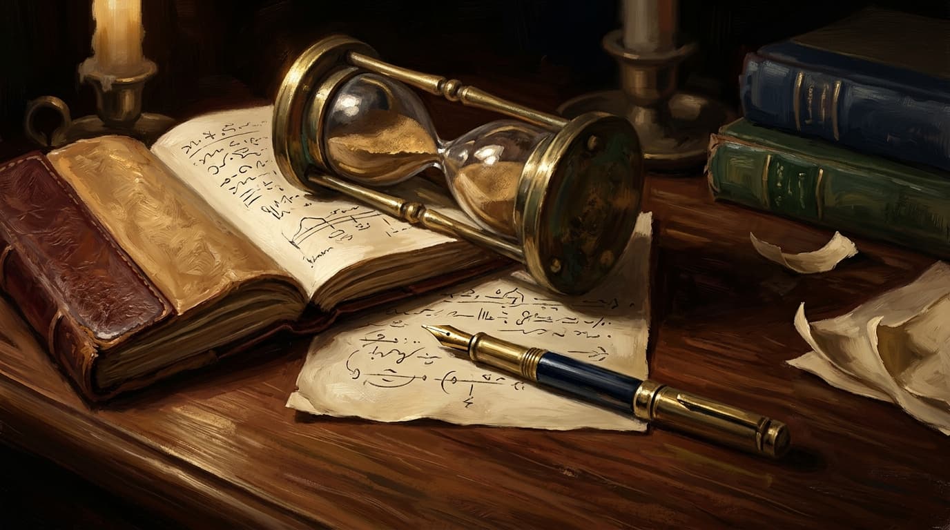 Painterly editorial illustration for "How to study for CLEP Western Civilization I in 30 hours"