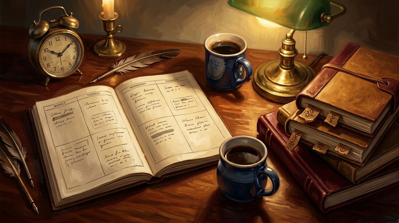 Painterly editorial illustration for "CLEP Western Civilization II 30-hour study plan: a 4-week schedule that front-loads the 19th century"