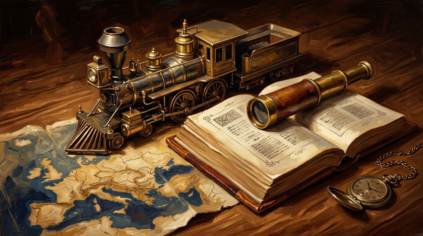 Painterly editorial illustration for "The Industrial Revolution and 19th-century Europe on CLEP Western Civilization II: the highest-weight era on the exam"